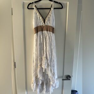 White Lace Embellished Women's Dress - Beach, Resort, Vacation, White Party